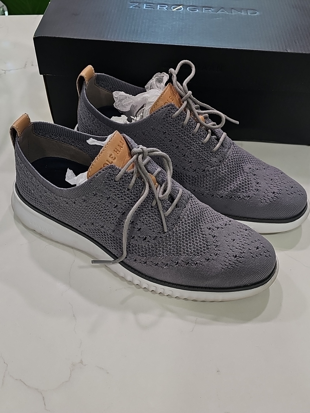 Cole Haan Zero Grand Men's Dress Shoes, Size 7.5, Ironstone, Excellent Condition